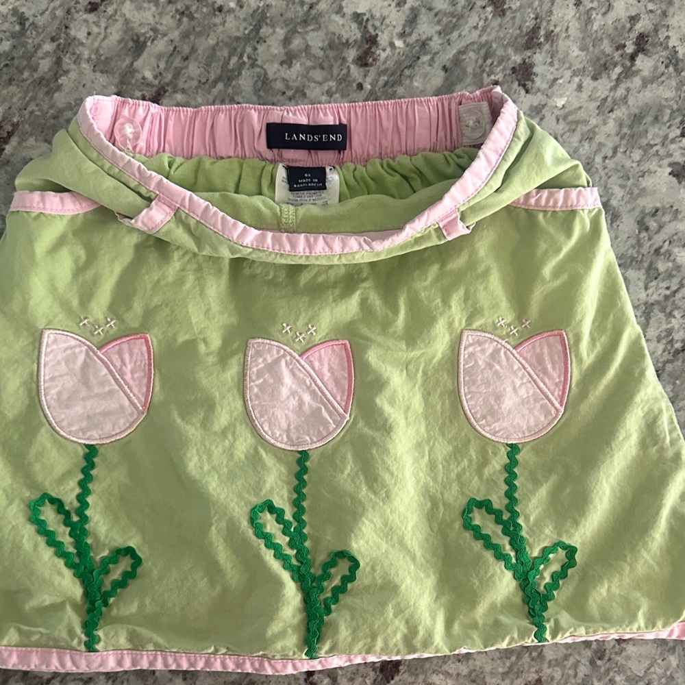 Lands' End Pastel Tulip Embroidered Skort